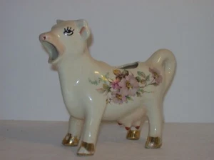 PORCELAIN COW WITH FLORAL DESIGN CREAMER - Picture 1 of 5