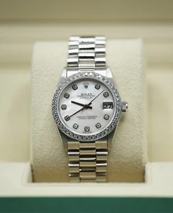 Ladies Platinum Datejust 31mm 68286 Factory ‘MOP’ Dial & Factory Diamond Bezel - Picture 1 of 11