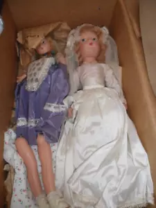 1940's composition Bride doll and Dutch costume doll - Picture 1 of 11