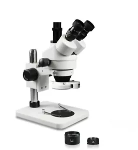 Vision 3.5X-90X Simul-Focal Trinocular Zoom Stereo Microscope,144-LED Ring Light - Picture 1 of 5