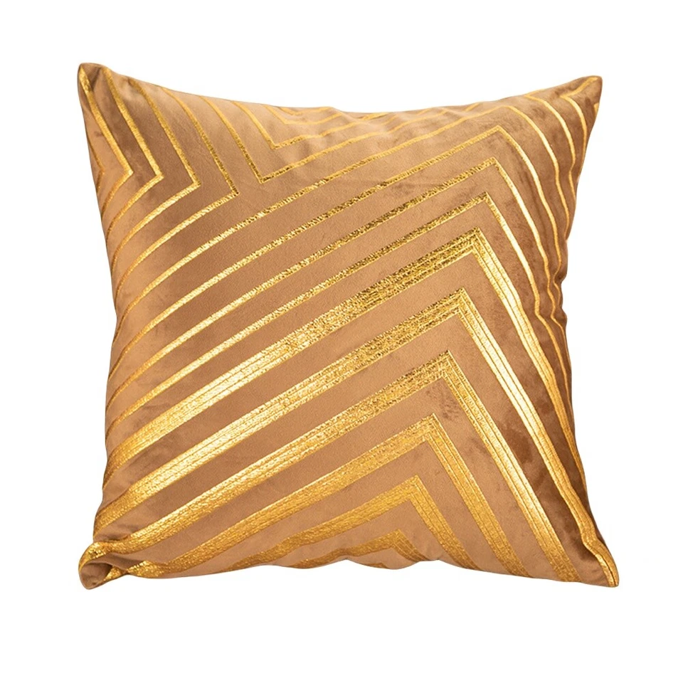 Funda de cojín de terciopelo a rayas doradas funda de almohada de 18"" para sofá de oficina para el hogar Foto 1 de 1