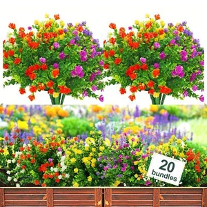 20 Bundles UV Resistant Fake Plants Greenery Shrubs for Outdoor Decor - Picture 1 of 8