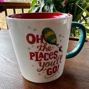 Hallmark Dr Seuss Oh The Places You’ll Go Coffee Mug Red & Teal Cup 2019 Large