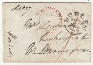 1844 WORCESTERSHIRE COVER - DUDLEY CDS & RED UDC KINGSWINFORD TO BROMSGROVE - Picture 1 of 2