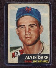 1953 Topps Baseball Card #109 Alvin Dark, New York Giants, Fair