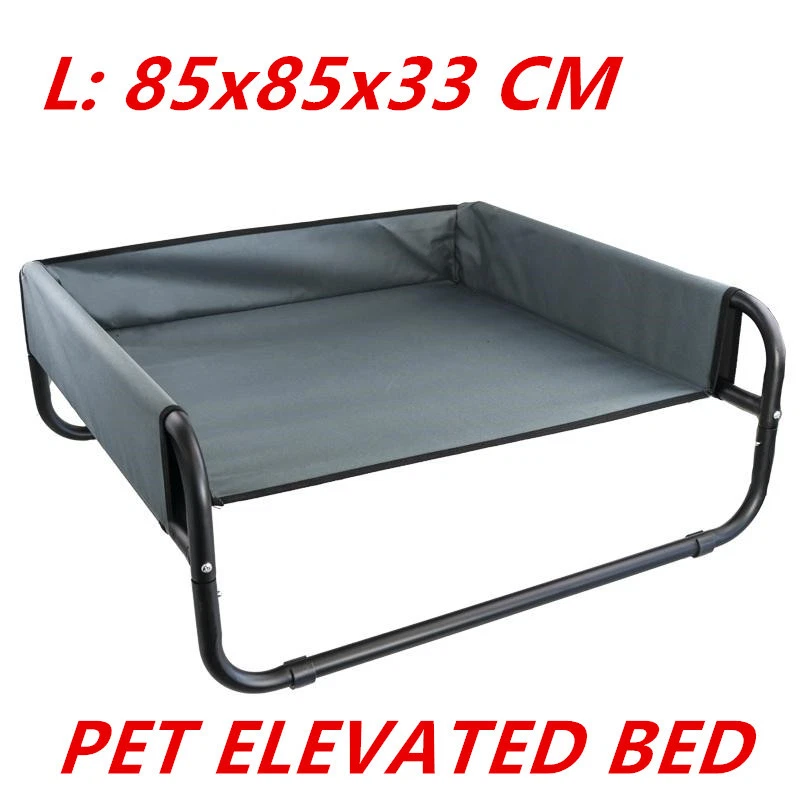 Pet Dog Puppy Elevated Walled Suspension Bed Trampoline Hammock Grey 85cm - Mel