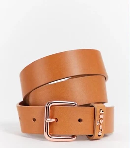 Levi's Calypso Leather Belt Brown Natural Tan 80 Cm Brand New Tags Real Leather - Picture 1 of 4