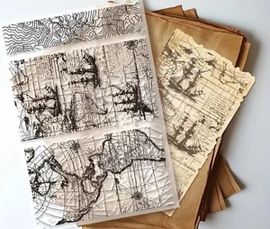 Vintage Nautical Maps Ships Crafting Rubber Stamps Paper Craft Stamp Map Travel - Picture 1 of 3