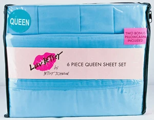 Juego de sábanas Betsey Johnson 6 piezas microfibra Queen azul claro sólido (cian) nuevo en paquete - Imagen 1 de 2