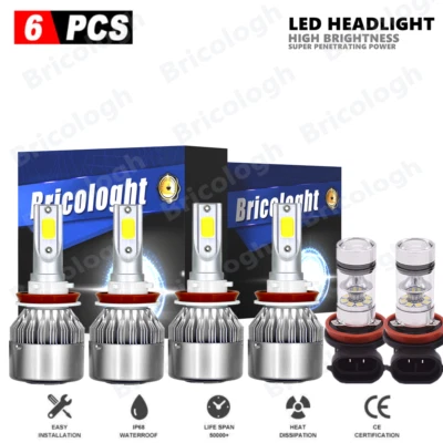 For 2008-2014 Cadillac CTS Sedan 6x 6000K LED Headlight Bulbs Hi/Low + Fog Light - Image 1 of 4