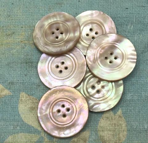 Large Antique Abalone Buttons MOP Shell Pink Iridescent Carved 1+ inch Cover