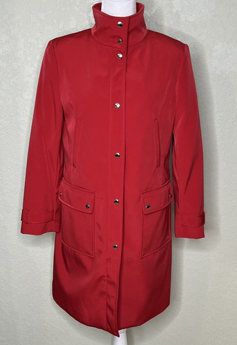 MICHAEL Michael Kors taglia PM trench cappotto antipioggia manica lunga full zip foderato rosso