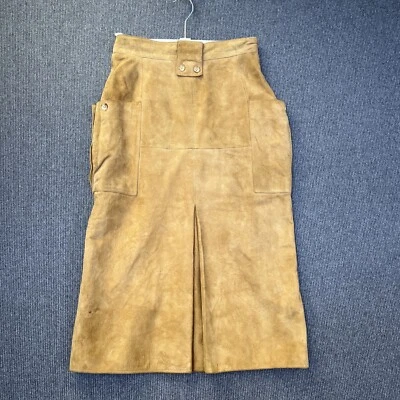VTG toff London tan suede skirt size small utility cargo pocket style cowgirl - Image 1 of 4