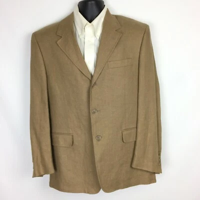 Abrigo Deportivo Joseph and Lyman 38S Blazer Marrón Lino 3 Botones Sin Ventilación Foto 1 de 4