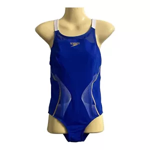 New Speedo Women Size 10 Pinnacle Cross X Back One Piece Bathers Swimsuit Blue - Picture 1 of 8
