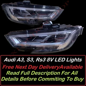 Headlight Audi A3 S3 RS3 8V 2016-20 Full LED HEADLIGHTS LEFT OR RIGHT SIDE - Picture 1 of 9