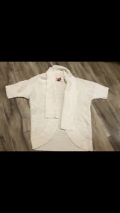 Cream Short Sleeve Waffle Cardigan Fall Sweater - Picture 1 of 5