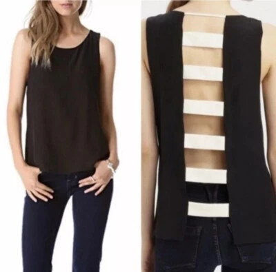 Top Parker Silk Brenna Mediano Negro Marfil Moderno Minimalista Sofisticado Foto 1 de 4