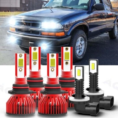 Para For Chevrolet S10 2000 2001-04 Faros LED Hi / Lo +Kit de luces antiniebla - Image 1 of 4