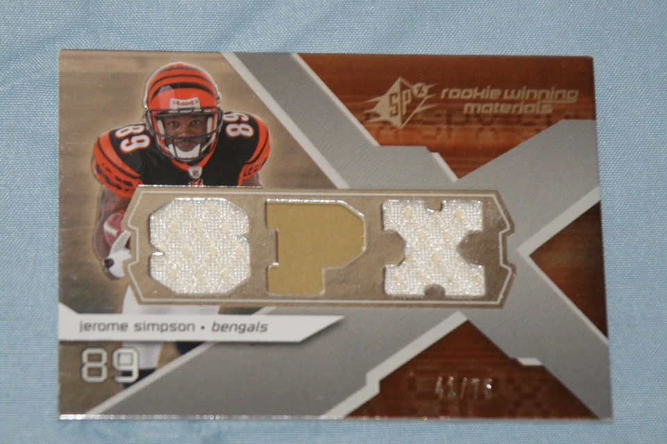 JEROME SIMPSON 2008 SPX ROOKIE WINNING MATERIALS 41/75 #RM-SI CINCINNATI BENGALS - Image 1 of 1