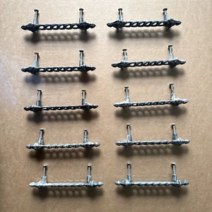 Lot of 10 Vintage Metal Drawer Pulls Shelf –Finial Ends–Made in Japan –MCM Style - Picture 1 of 9