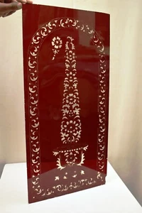 Antique Mughal Butta Design Etched Glass Panels Window Ruby Red Stained Glass "1 - Picture 1 of 12