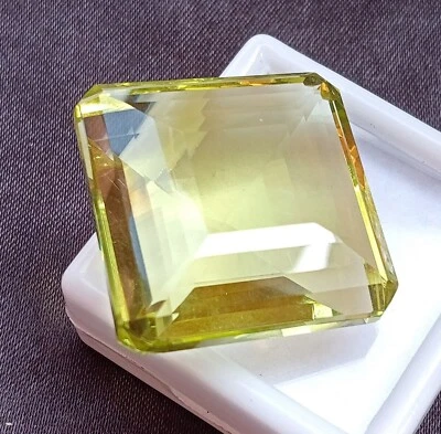 Impresionante Topacio Amarillo Certificado Cuadrado 118 Ct 100% Natural Piedra Preciosa Suelta GJ,052 Foto 1 de 4