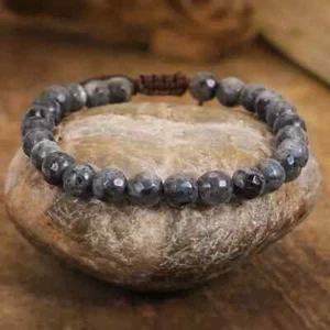 Labradorite Beads Bracelet Healing Crystal Bracelet Handmade Gift for Man Woman - Picture 1 of 5