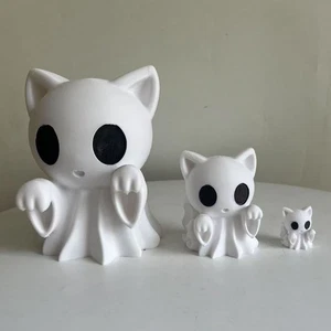 Plastic Ghost Ornaments 3D Print Kitten Ghost ornaments Halloween Party - Picture 1 of 14