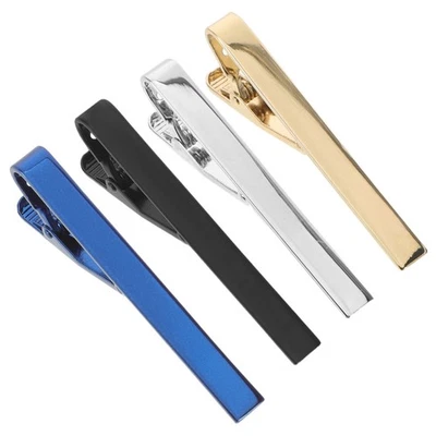  4pcs Necktie Clips For Men - Men'S Tie Clip Set Fashion Accessories - Collar - Image 1 of 4