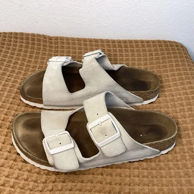 Sandalias Birkenstock Arizona de gamuza de cuero para mujer talla EU 39 US 8 blanco marfil Foto 1 de 4