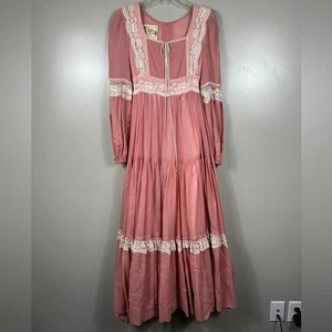 Vintage Gunne Sax by Jessica McClintock Prairie Boho Kleid Pink Gr. 2 - Bild 1 von 11