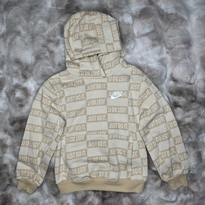 Nike Just Do It Long Sleeve Fleece Hoodie Light Brown Size 6 Little Boys NWT - Image 1 of 4