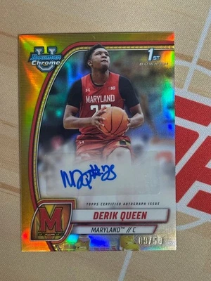 2024-25 Bowman U Chrome Derik Queen 金色亮面新秀签名 #9/50 SSP — 第 1/2 张图片