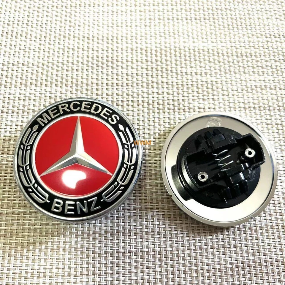 Stern Emblem Motorhaube Rot Lorbeer 57mm Abzeichen Für Mercedes-Benz Zubehör. - Image 1 of 1