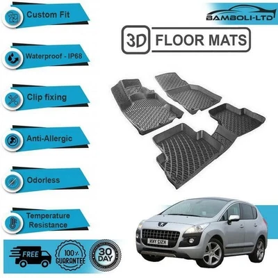 3D Molded Interior Car Floor Mat for Peugeot 3008 2008-2016(Black) - Imagem 1 de 4