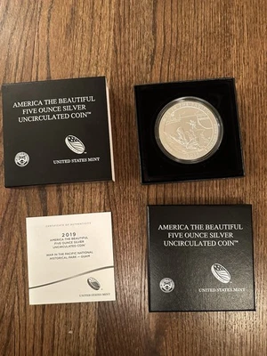 2019 America The Beautiful War In The Pacific 5oz Silver Coin NIB w COA! MINT! - Image 1 of 3