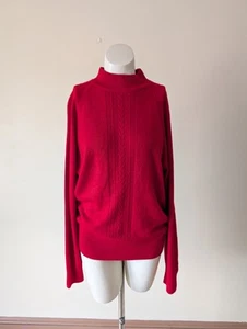 Vintage Cottage Core Cable Knit Sweater M Red Super Soft Turtleneck Lightweight - Picture 1 of 12