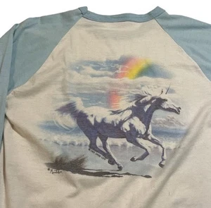 Camicia raglan anni 80 unicorno fantasy opera d'arte - Foto 1 di 4
