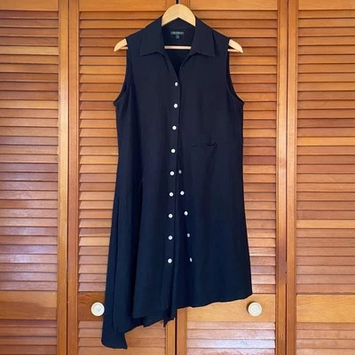 For Cynthia Dress Size Medium Black Linen Sleeveless Asymmetrical Lagenlook - Image 1 of 4