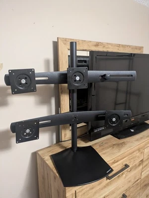 Ergotron DS100 Series Quad-Monitor Desk Stand - Steel - Black 33-324-200 - Image 1 of 4