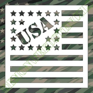 8"x8" Klar Kunststoff Schablone - USA mit Flagge (SX74) (0,007") - Bild 1 von 2
