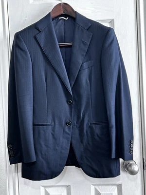 Chaqueta de traje de lana Oxxford azul marino Super 120s. 38R Hecho en EE. UU. Foto 1 de 4