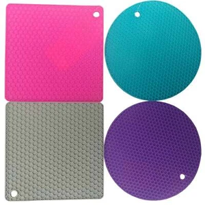 4pc Silicone Pot Holders/Trivets, Assorted Colors - Picture 1 of 1