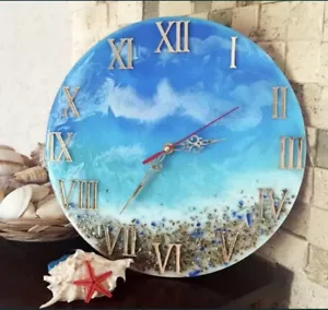 Handmade Epoxy Resin Wall Clock Decorative Elegant - Picture 1 of 3