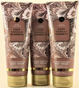 QTY 3 Bath & Body Works COZY VANILLA BOURBON Ultimate Hydration Body  Cream 8oz. - Bild 1 von 2
