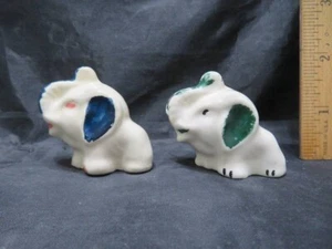 2 Vintage Miniature Porcelain Elephant Figures 1"3/4 Tall x 2" Long - Picture 1 of 6