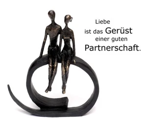  Dekofigur Liebespaar Skulptur aus Kunststein Bronze Figur Deko Pärchen Statue - Bild 1 von 6