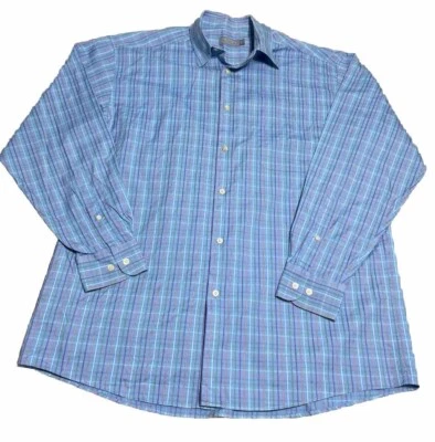 Talbots Mens Shirt Large Blue Check Plaid Long Sleeve Button up Collared - Image 1 of 4