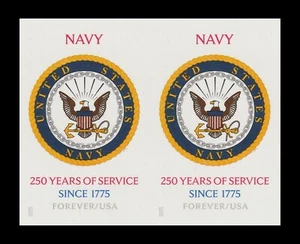 US 6004a Navy 250 Years imperf NDC horz pair MNH 2025 - Picture 1 of 1
